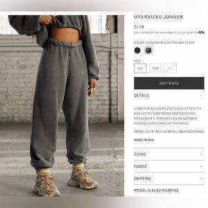 Joah Brown Jogger Pants washed black French Terry size S/M
